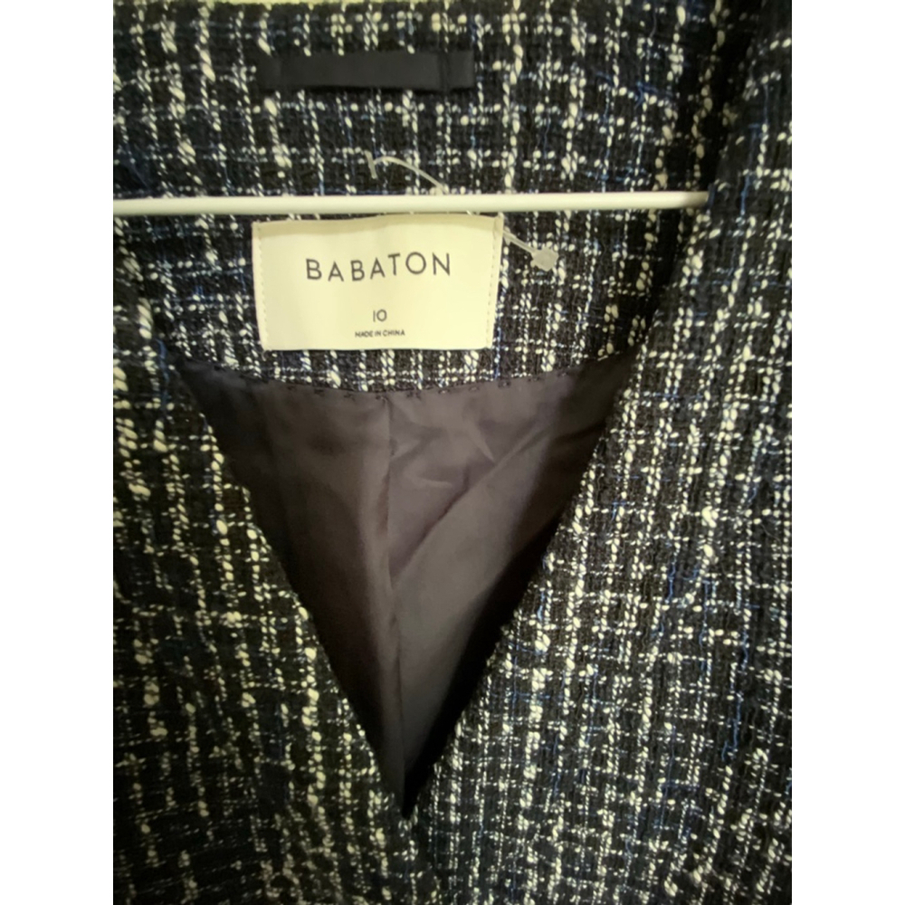 Babaton Navy Plaid Tweed Blazer Size 10 - Picture 7 of 12